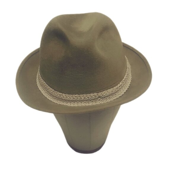 Vintage camel stylish velour retro casual fedora Structure trim unisex hat OS - Picture 1 of 5